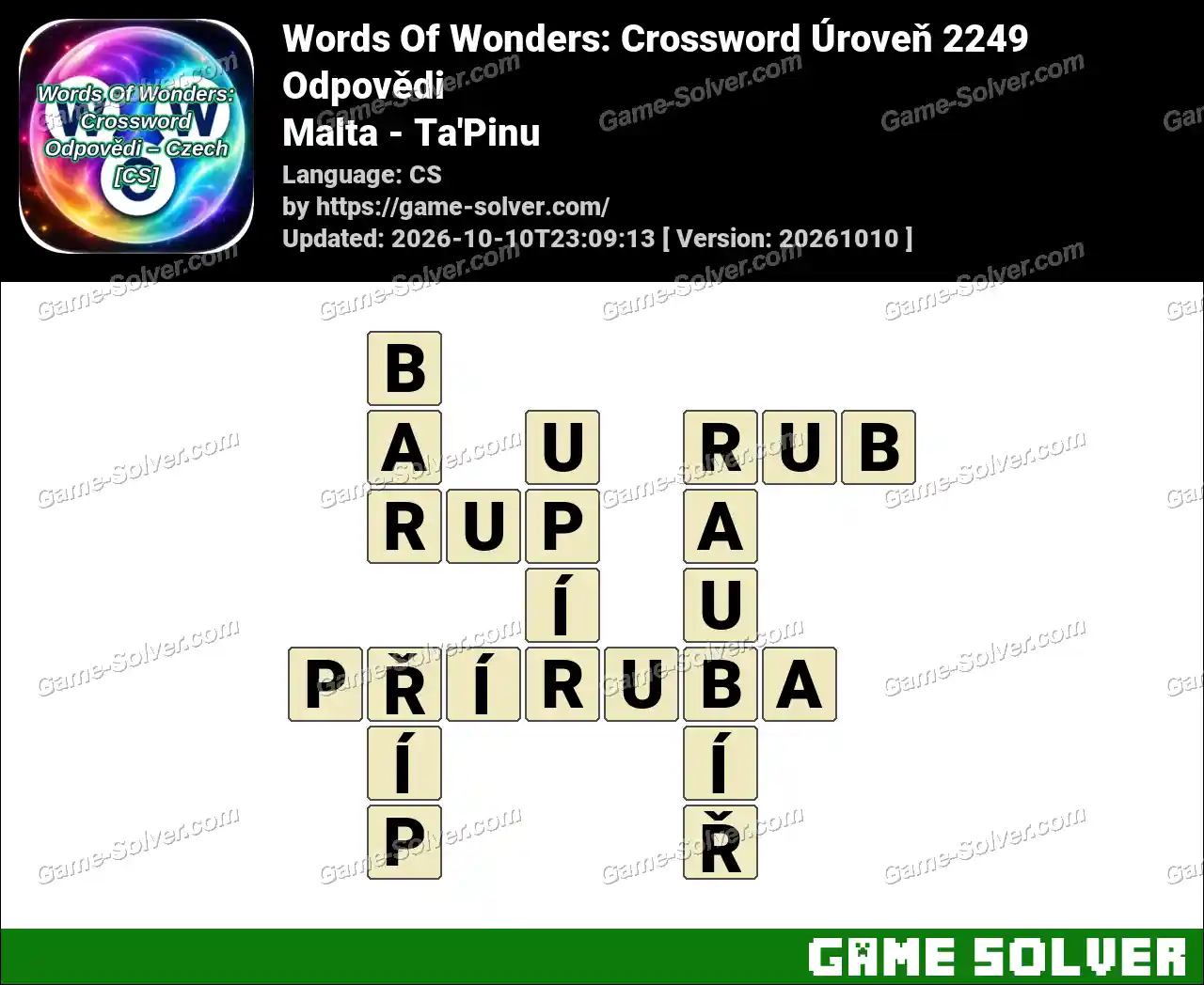 Words Of Wonders: Crossword Úroveň 2249 Odpovědi – Malta – Ta’Pinu
